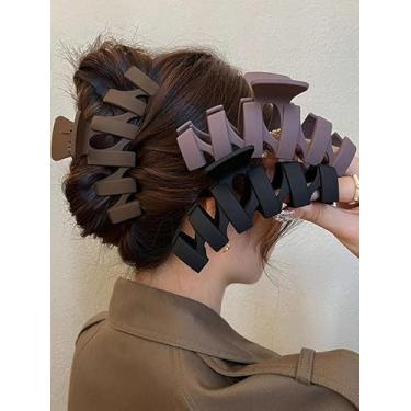Imagem de Grampos de cabelo assimétricos grandes de 3 peças para mulheres, grampos de cabelo acrílicos elegantes de cor sólida, acessórios de cabelo elegantes para uso diário, festas e viagens (preto, marrom