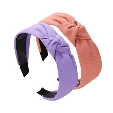 Imagem de Bandanas largas com nós, pacote com 2 acessórios de cabelo elegantes para mulheres