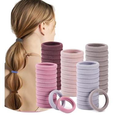 Imagem de 100 faixas de cabelo macias e elásticas – laços elásticos sem costura, suportes de rabo de cavalo suaves para cabelos grossos e finos, elásticos para mulheres, meninas e crianças