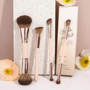 Imagem de Conjunto de pincéis de maquiagem de 5 peças com caixa de papel, pincéis de blush e contorno, especialmente projetado para maquiadores iniciantes (tez)