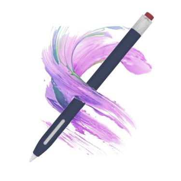 Imagem de Capa protetora de silicone para Apple Pencil 2nd, capa macia com capa protetora magnética e durável - azul marinho