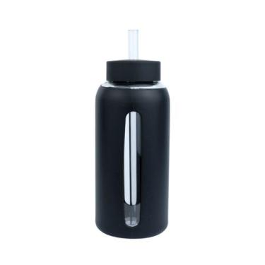 Imagem de Garrafa de Vidro 800ml Bink Com Canudo e Capa Silicone Garrafinha de Á