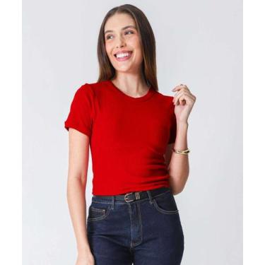 Imagem de Blusa Feminina Canelada Manga Curta Marisa Vermelho-61096, Vermelho, G
