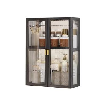 Imagem de Armário de remédios montado na parede - 2 camadas de armazenamento de banheiro ajustável, organizador sobre vaso sanitário para banheiro, cozinha e lavanderia - design preto elegante (40*