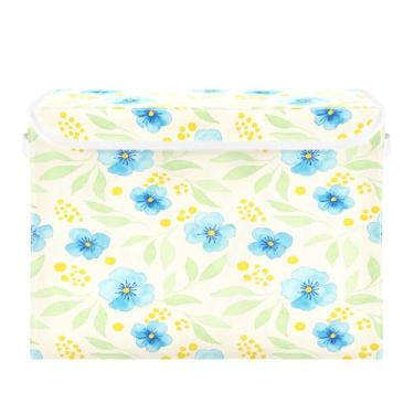 Imagem de Burbuja Caixa de armazenamento de flores com tampa e alças, caixa de armazenamento grande dobrável para prateleiras armário quarto escritório organizador