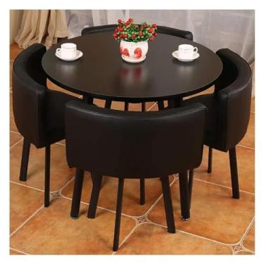 Imagem de Conjunto de mesa, mesa e cadeira moderna para sala de conferências mesa de centro de negócios pequena mesa redonda e conjunto de cadeira para cozinha doméstica mesa de jantar de madeira estilo simples