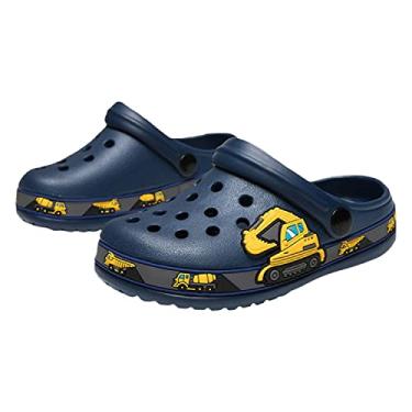 Imagem de OHSNMAKSL Pantufas infantis para jardim, sapatos aquáticos, tênis de desenho animado para meninos e meninas, crianças, praia, piscina, chuveiro, Azul marino, 11.5 Little Kid