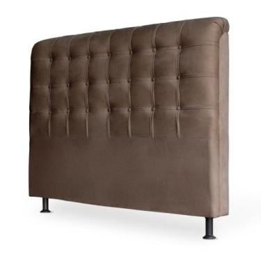 Imagem de Cabeceira cama box casal estofada Queem Ana 160cm capitonê suede marro