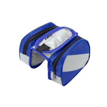 Imagem de INFINAUTO Bolsa para quadro de bicicleta, bolsa de bicicleta à prova d'água, bolsa frontal para bicicleta de estrada, mountain bike, poliéster, PVC, azul, 1 peça