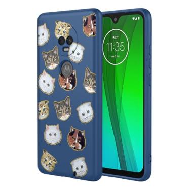 Imagem de HTXWXJC Capa de celular para Moto G7 Plus, capa para Moto G7, capa T-MobileRevvlry+, XT1965 XT1962, à prova de choque, flexível, amortecedora, capa macia de TPU, capa de telefone com padrão de gato