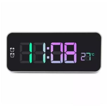 Imagem de Relógio Led Clock Digital 5,7x16x2,5cm Para Mesa De Plástico Com Usb Alarme Com Brilho Alto Ou Baixo