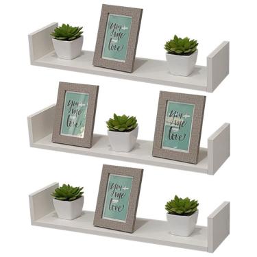 Imagem de Kit 3 Prateleiras U 60cm Branco Nicho Livros Sala Quarto
