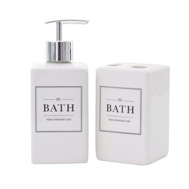 Imagem de Kit Banheiro Bath 2 Peças De Porcelana 330ml - Elegância E Organização - Wincy - PRB01120