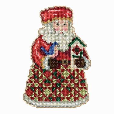 Imagem de (Js203104-Cozy-Christmas) - Mill Hill Christmas Santa Ornament Counted Cross Stitch Kit w/ Glass Beads Cosy Christmas JS203104