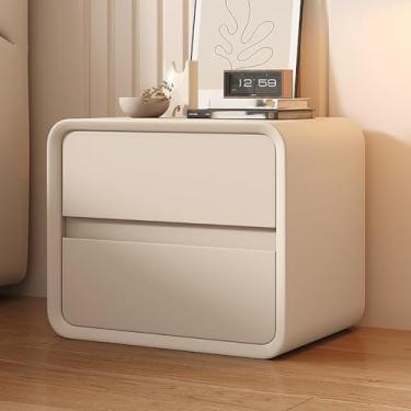 Imagem de Criado-mudo Com 2 Gavetas De Madeira Maciça, Mesa De Cabeceira De Couro Microfibra, Mesa De Cabeceira Moderna Para Quarto, Para Quarto/sala De Estar/dormitório, Gray Blue, 45 cm/18 in