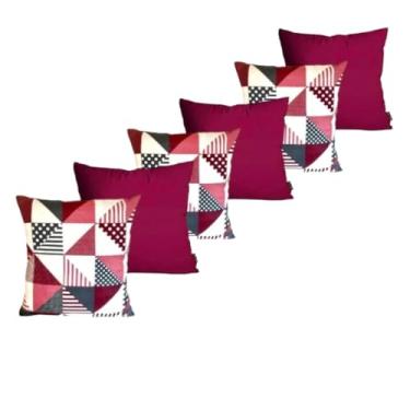 Imagem de ALMOFADAS CHEIAS COM ENCHIMENTOS PARA QUARTO SALA OU SOFÁ (GEO JAVA BORDÔcVINHO)