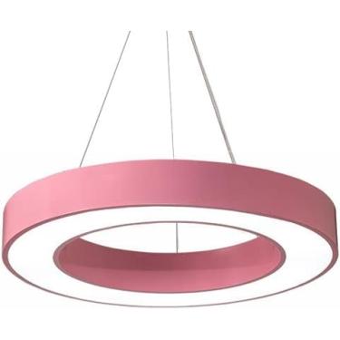 Imagem de Jardim De Infância Cor Led Lustre Oco Circular Pingente Luzes Círculo Verde Amarelo Pendurado Linha Lâmpada Escritório Escola Sala De Aula Teto Luz Redonda, Pink, 40CM