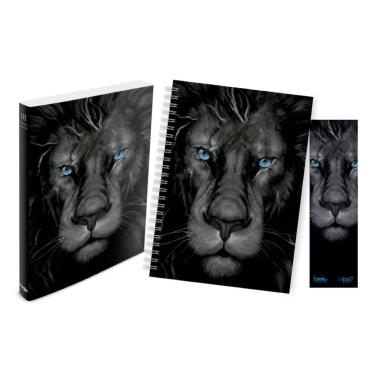 Imagem de Kit Leão Grafite - Bíblia Brochura NVI + Caderno + Marca Página