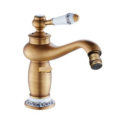 Imagem de ifgswopq Torneira de banheiro torneira de pia de latão bronze antigo misturador de alça única torneira de banheiro quente e fria (cor: estilo bidê) (estilo bidê) (estilo bidê)