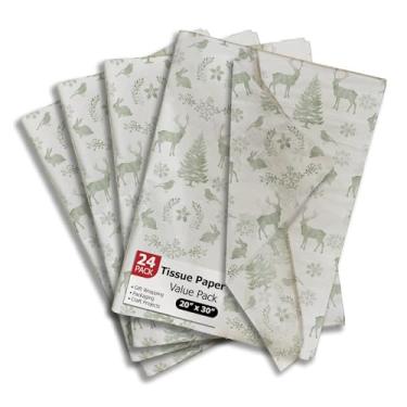 Imagem de Pro Supply Global Papel de seda impresso de Natal de veado de inverno para sacos de presente ou caixas e embrulho - papel de seda decorativo de férias de inverno para embalagem e presente | 24 folhas