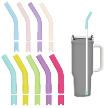 Imagem de KEIFIN 18 pontas de palha de silicone de 8 mm e 10 mm com manga inferior, pontas de palha de borracha reutilizáveis de grau alimentício para canudos de vidro de metal, capas de cotovelo flexíveis