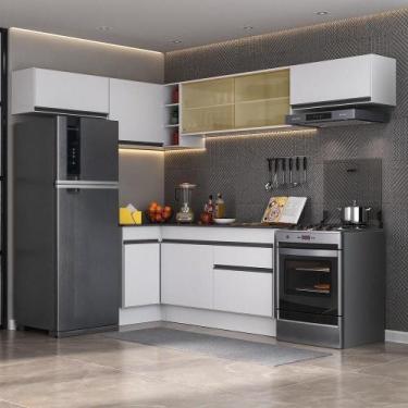 Imagem de Armário De Cozinha Completa De Canto Branco/preto - MULTIMOVEIS