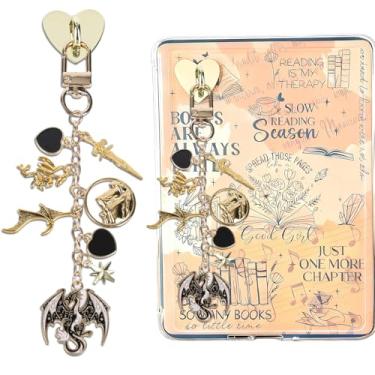 Imagem de TAKEALOOKO Correntes de berloques para Kindle - Pulseiras de pingente de telefone com dragão de fantasia para leitores, amantes de livros, mulheres e homens, compatível com telefones Kindle E-Reader