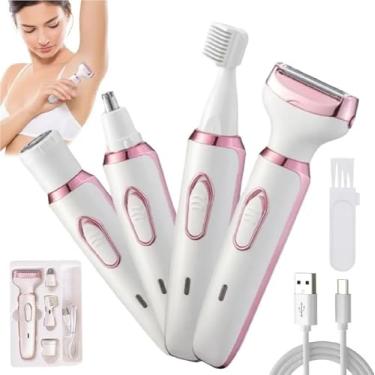 Imagem de AVNISH Aparador multifuncional 4 em 1 para mulheres, barbeador, barbeador facial elétrico, sem fio, multiuso, removedor de pelos facial, perna, sobrancelha, axilas, aparador de biquíni, tempo de
