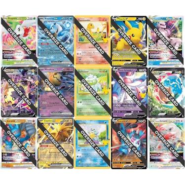 Imagem de Pokemon - 5 Jumbo Oversize Cards - Random Assortment - No Duplicates - Starters, V, EX, VSTAR, V-Union, Mega, ETC.