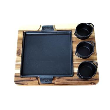 Imagem de CONJUNTO CHAPA PETISCO QUADRADA 3 MOLHEIRAS