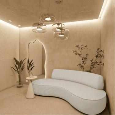 Imagem de Sofá Curvo 3 Lugares Orgânico Amsterdã 180cm Bouclé Bege- Mabe Magazine