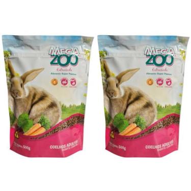 Imagem de 2un Megazoo Ração Extrusada Coelhos Adultos Ornamentais 500G