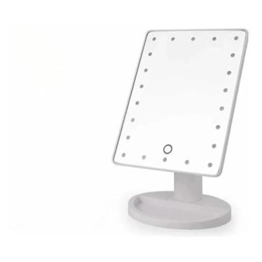 Imagem de Espelho de Mesa com 16 LEDs para Maquiagem – Rotação 180°, Touch Screen, Dobrável e Iluminado