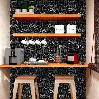 Imagem de Papel de Parede Painel Frase Coffee - TACOLADO PAPEL DE PAREDE, Preto