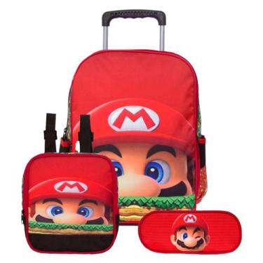 Imagem de Kit Mochila Escolar Infantil Super Mario e Lancheira Estojo