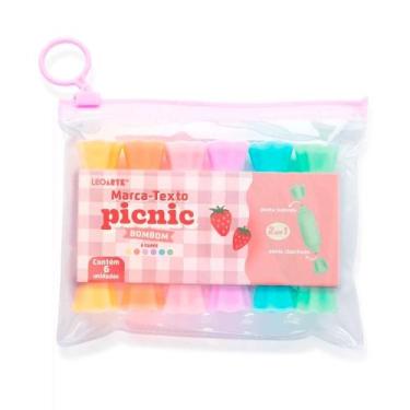 Imagem de Marca-Texto Mini 2 em 1 Bombom Picnic com 6 Cores - Leo&Leo