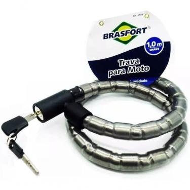 Imagem de Trava para Moto com Chave 22MM X 1M Modelo 7012 Segurança Reforçada Cabo de Aço Blindado Brasfort