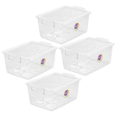 Imagem de Kit 4 Caixa Organizadora Com Trava 7,5 L Cristal Ordene
