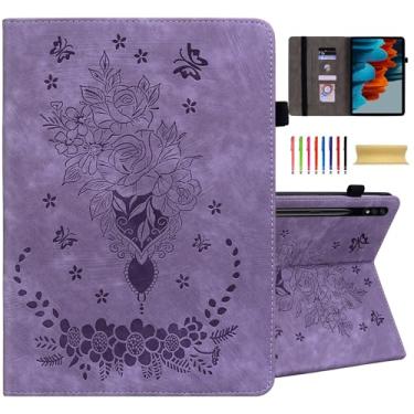 Imagem de Dteck Capa para Galaxy Tab S9 FE 5G 10,9 polegadas/Galaxy Tab S9/S8/S7 11 polegadas, capa com suporte multiângulo com bolso para lápis, capa protetora de couro PU para tablet Samsung Galaxy Tab S9