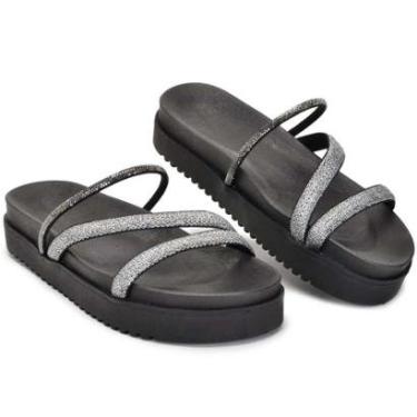 Imagem de Sandalia Feminina Papete Strass Sola Alta-Feminino