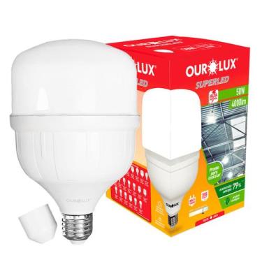Imagem de Lâmpada Alta Potência Led 50W Bivolt E27 Branco Frio Ourolux, 127/220V