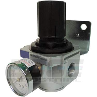 Imagem de Regulador de pressão de ar comprimido em linha resistente para compressor de ar, ajustável de 7 a 215 PSI, alta taxa de fluxo, suporte de parede e medidor incluídos (2,5 cm NPT, 180 CFM)