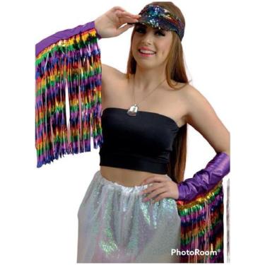 Imagem de Manga Franjas Carnaval Metalizada Papilloo, colorida