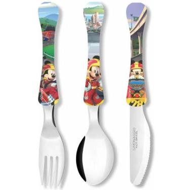 Imagem de Conjunto de Talheres Mickey 3 Peças Garfo Faca Colher Inox Disney Infa
