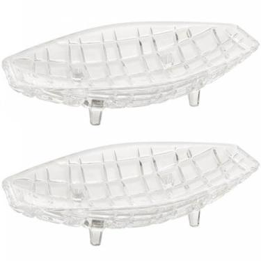 Imagem de 2 Centros de Mesa Cristal Deli Lyor 26x14x5,5cm Fruteira Decorativo Sa