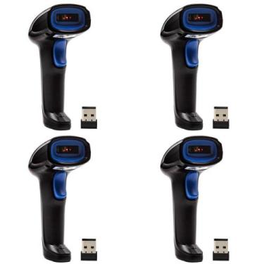 Imagem de kit 4 Leitor Scanner De Códigos De Barras Sem Fio LASER Wireless USB A