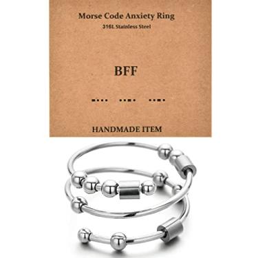 Imagem de Anéis Morse Code para mulheres, anéis giratórios de aço inoxidável anel de inquietação aliviando a ansiedade anéis código morse anéis inspiradores presentes para meninas presentes de formatura de aniversário para suas melhores amigas, Aço Inoxidável, Sem pedras preciosas