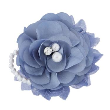 Imagem de SUPERFINDINGS Broche de flor peônia broche de flor broche de pano de flor clipe de pano de flor broche de flor azul com tecido pérola flor com alfinete e clipe para cabelo vestido de casamento terno