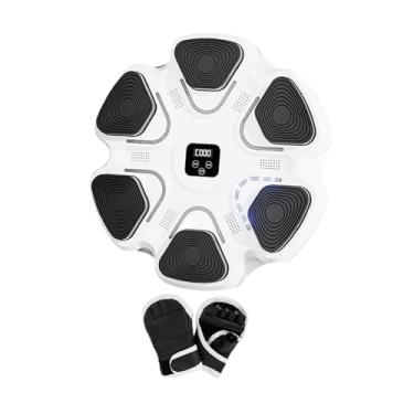 Imagem de Dynwave Máquina de boxe musical, alvo de parede, treinador de boxe inteligente, equipamento de treinamento conveniente para fitness, karatê, esportes, uso, Branco