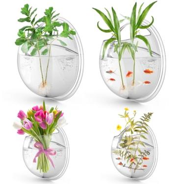 Imagem de DoubleFill 4 peças para pendurar na parede, aquários de acrílico, bolhas, ecosfera, decoração de parede, bolha, para pendurar na parede, vaso de acrílico transparente, vaso de flores, vaso de plantas,